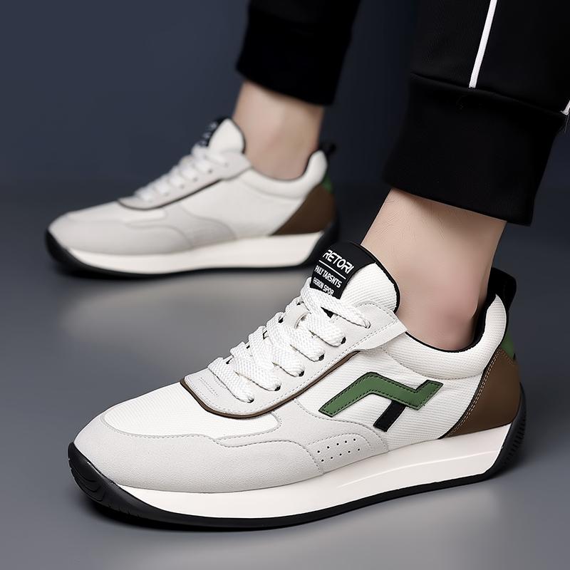 Fashion Leisure Walk Mens Casual Leather Shoes Lace Up Outdoor Sneakers Fashion Male Sports Trainers Travel Versatile Vulcanized Shoes