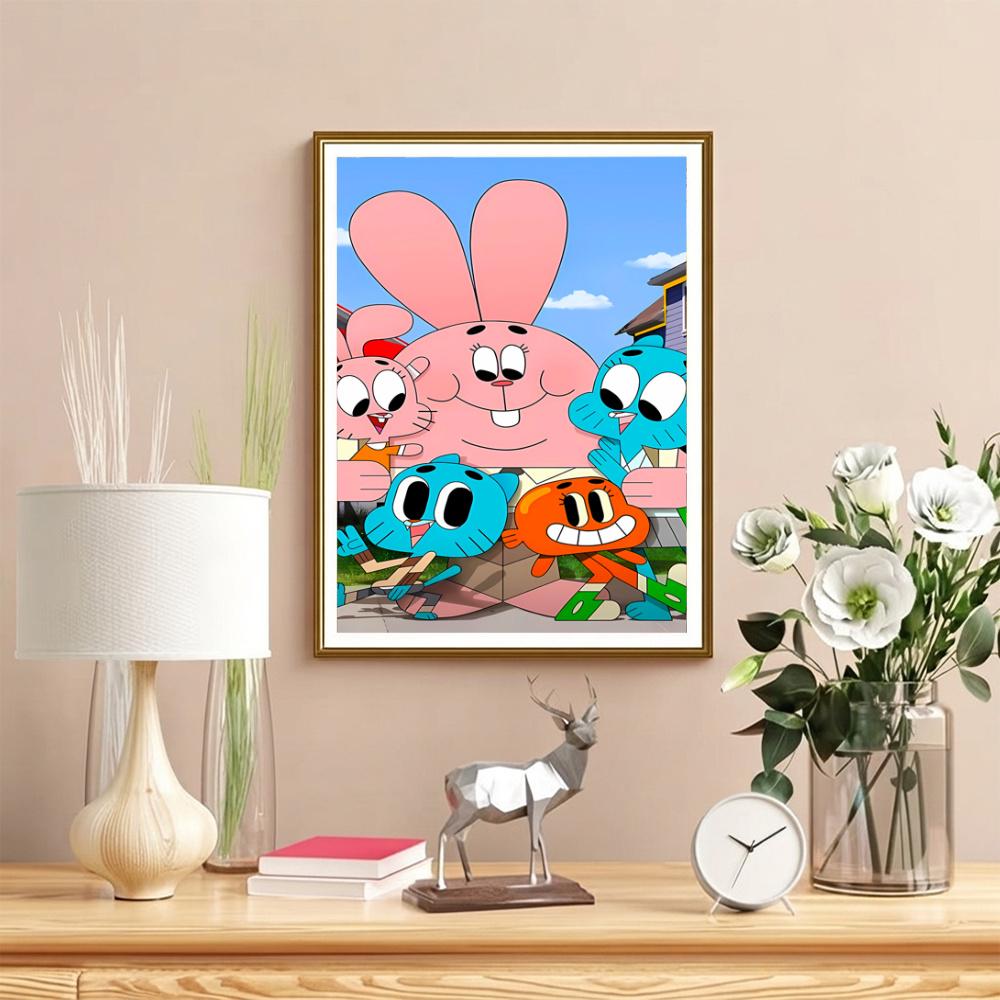 Smurfs Movie Poster 5D Diamond Painting Round Diamond Rhinestones Mosaic Diamond Embroidery Wall Paintings Rhinestones Gift Frameless