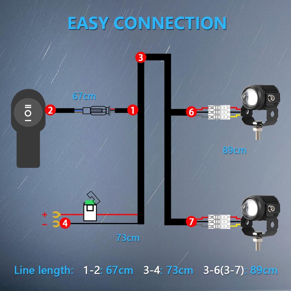 Hosioe LED Light Bar Wiring Harness Kit, 180W 3 Lead 16 AWG LED Motorcycle