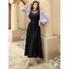 New Middle East Dubai Diamond Patchwork Chiffon Lantern Sleeve Dress Diamond Studded Dress