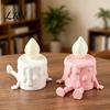 Relaxing Lazy Flame Lamp 3D Printing Ornament, Wax Liquid Texture Dripping Candle Sculpture with Adjustable Pose Ornament Movable Joints, Sitting