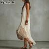 New Lazy Bohemian Vacation Solid Ruffle Sundress for Women