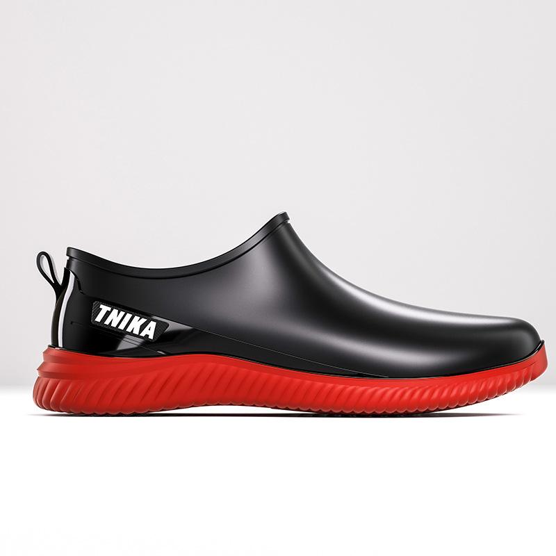 Men's Rain Shoes Short Tube Fashionable Non-slip Waterproof Chef Work Water Boots Thick Sole Four Seasons Universal Construction Site Wear-resistant