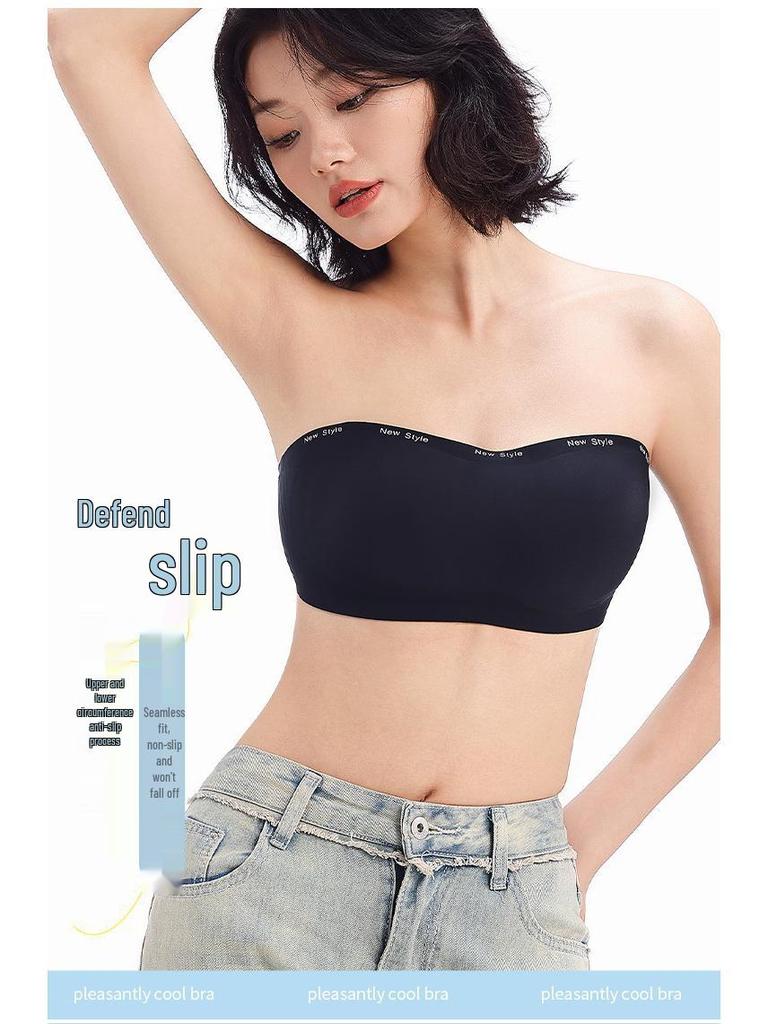 Summer Ice Breathable Strapless Anti-slip Lifting Bra with Thin Jelly Strip Cups