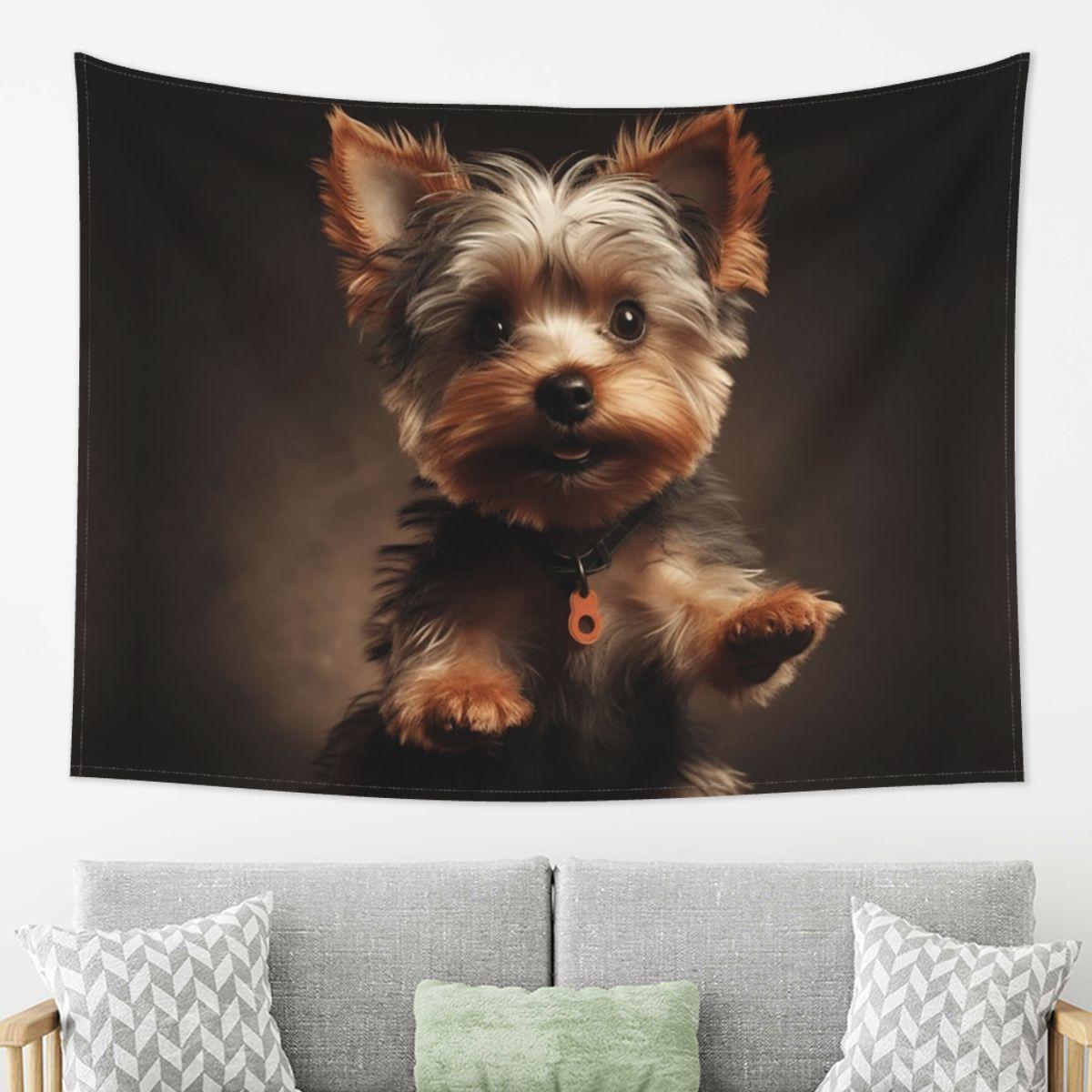 

Yorkshire Terrier Dog Being Cute Tapestry Wall Hanging Aesthetic Home Decor Tapestries for Living Room Bedroom 74x94cm(29x37in)