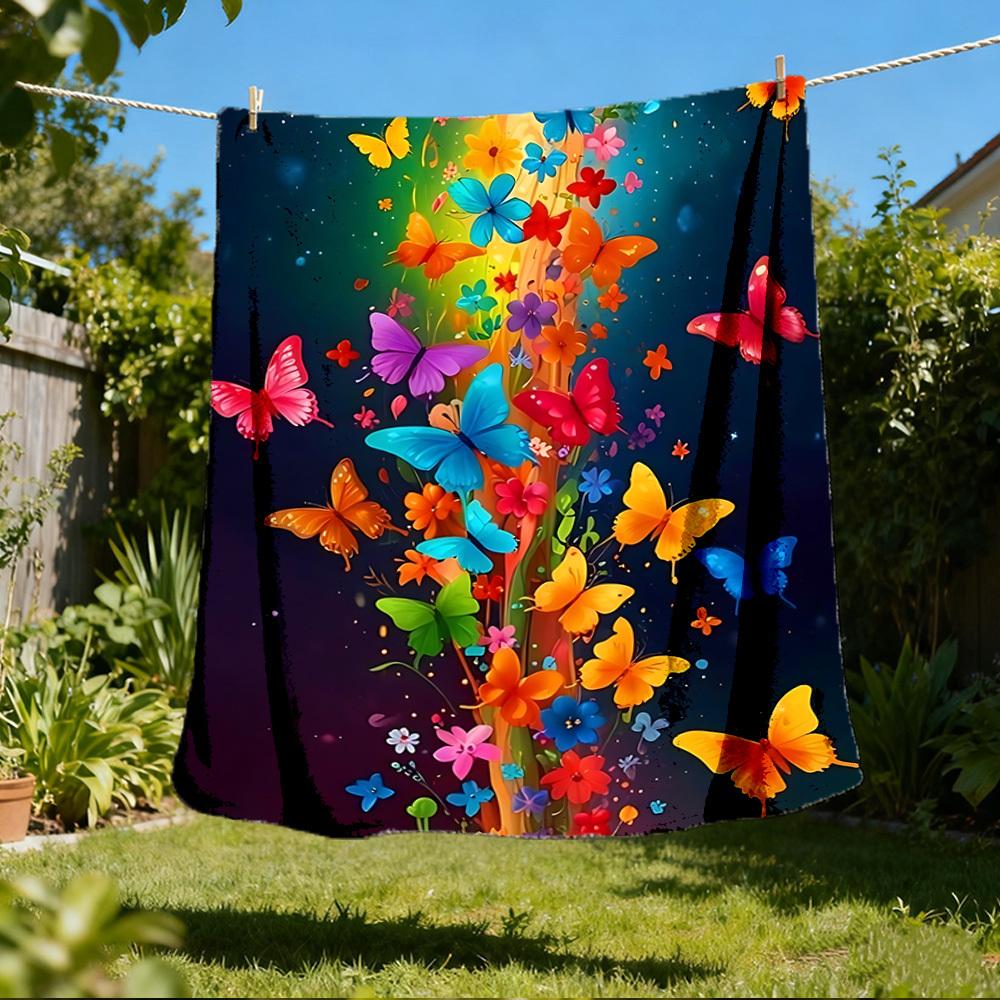 

1pc Butterfly Print Print Outdoor Blanket, Lightweight Polyester, 80x120cm