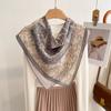 Retro Double-sided Cotton and Linen Feel Rose Printing Silk Scarf Women's Spring and Summer Versatile Light Luxury Square Scarf Daily Outer Decorative