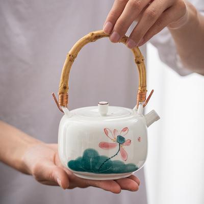 Bule de chá estilo japonês pintado à mão, conjunto de chá kung fu com filtro, pote de barro roxo de cerâmica grossa, bule de chá de cerâmica puer