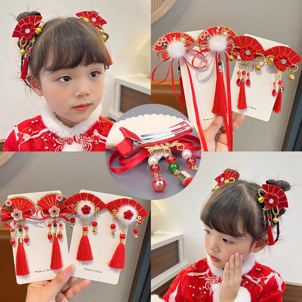 Chinese Style Children's Hair Band Red Bow Hair Clips Hair Pins Year Accessories Hair New Kids G8S8