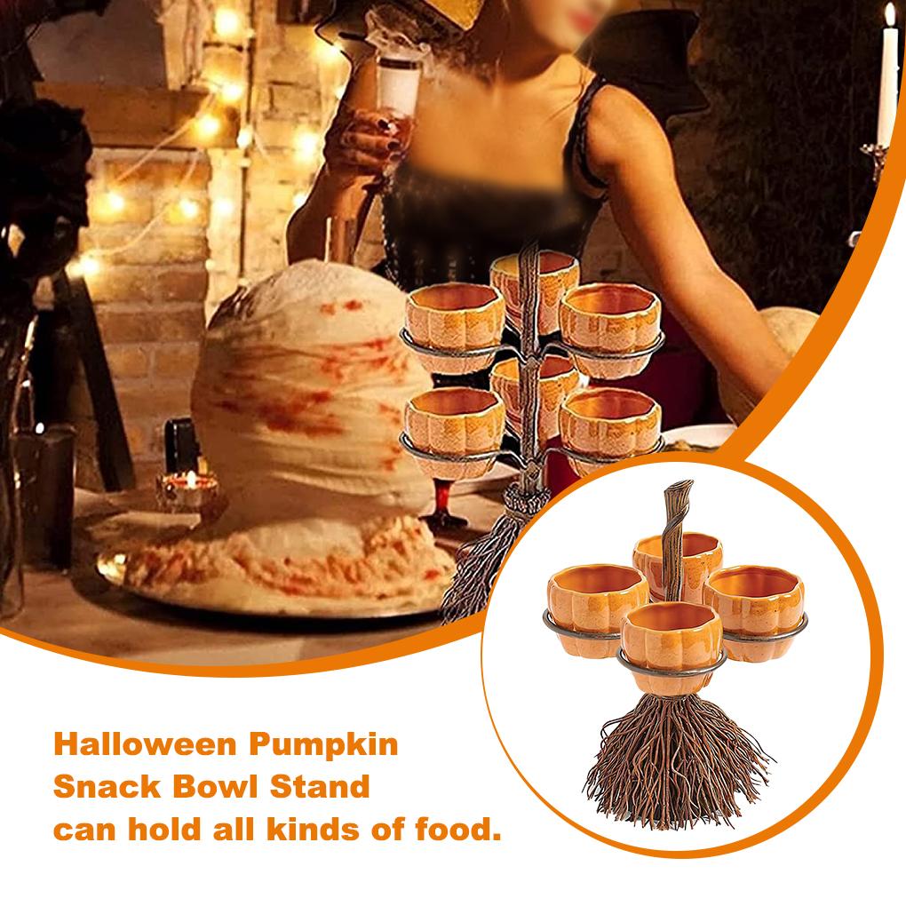Snack Bowl Stand Halloween Pumpkin Halloween Pumpkin Shaped Shaped Bowl Candies Cookies Biscuits Basket Dessert Display Towel