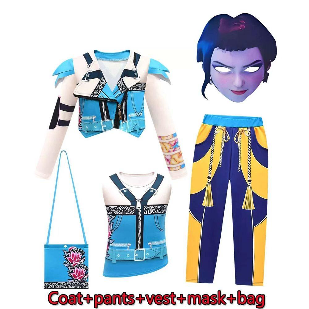 K Rumi Zoey Mila Cosplay Performance Costume Set Children's Dance Outfit Soft Polyester Long Sve V-Ne Jaet And Pants