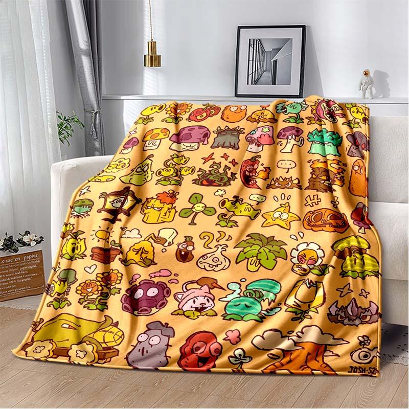 Coperta in Flanella Stampa P-Plants Vs Z-Zombi Morbida Calda Plaid Leggera Accogliente Coperta per Camera da Letto Divano Viaggio Casa Decorazione Festiva Regalo