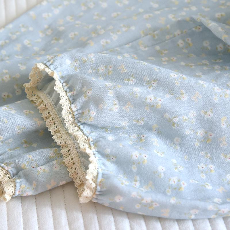 Women's Floral Print Pure Cotton Gauze Pajama Set - Spring/Summer Long Sleeve & Pants
