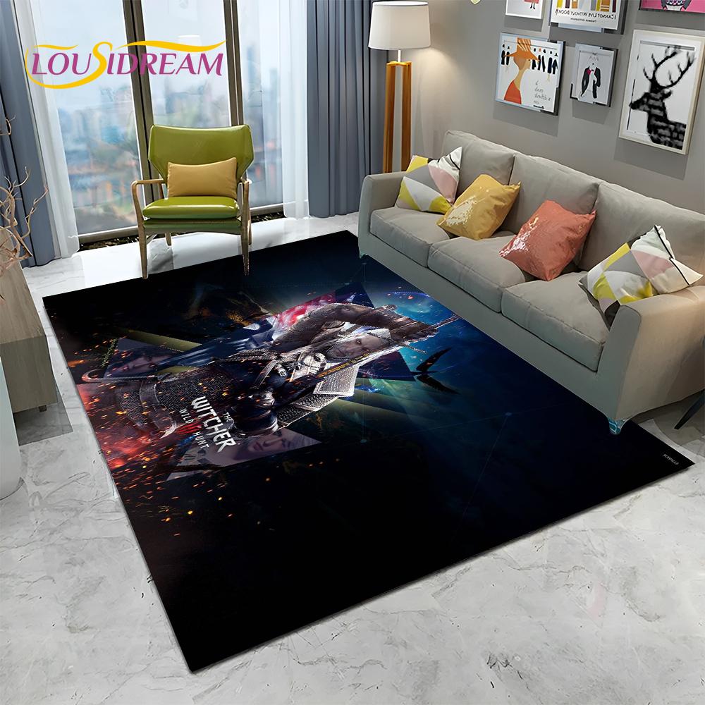 3D W-Witcher Games Gamer TV Cartoon Carpet Rug for Home Living Room Bedroom Sofa Doormat Decor,kids Area Rug Non-slip Floor Mat