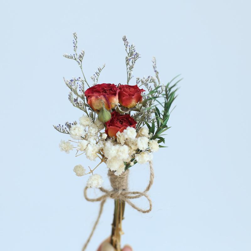 12cm Preserved Flower Boutonniere: Mini Bouquet for Bride, Bridesmaid, Wedding, Gift Box, Party Favor Decoration