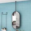 Double-Sided Oval Hanging Mirror with Light for Bathroom or Barber Shop