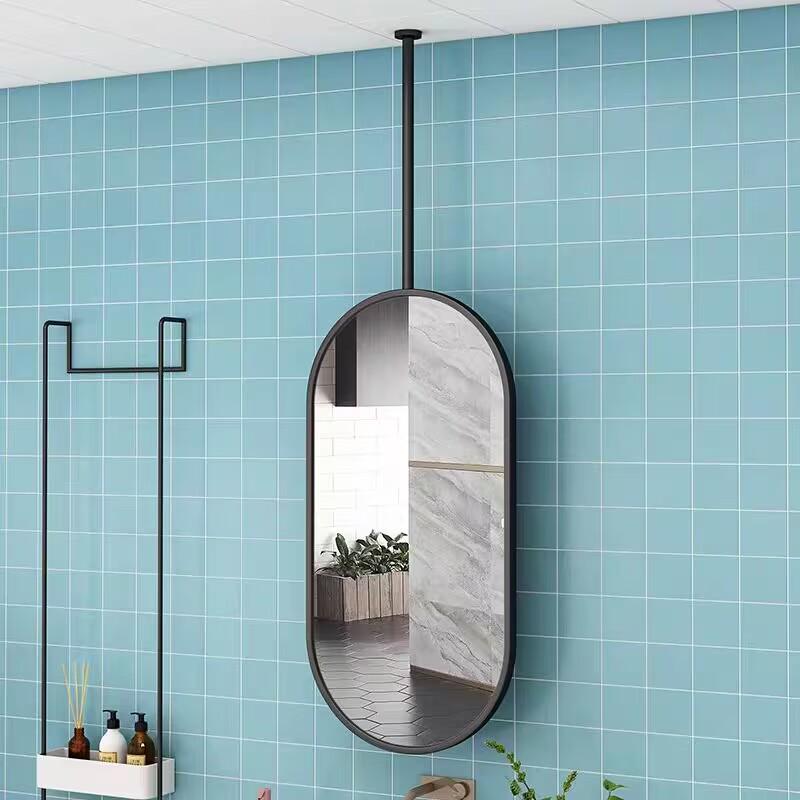 Double-Sided Oval Hanging Mirror with Light for Bathroom or Barber Shop