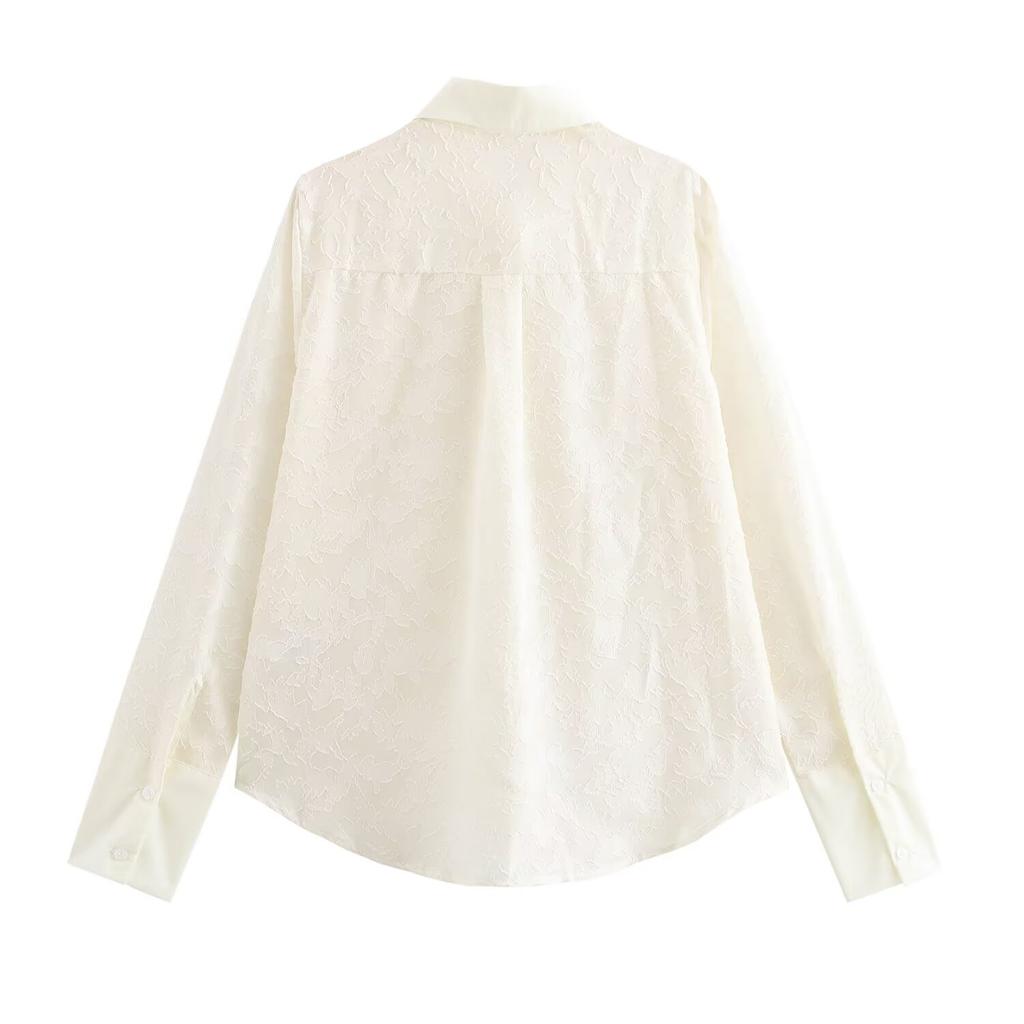 European and American Style, New Women's Fashion, Fashionable, Versatile Sheer Long-sleeve Lace Shirt