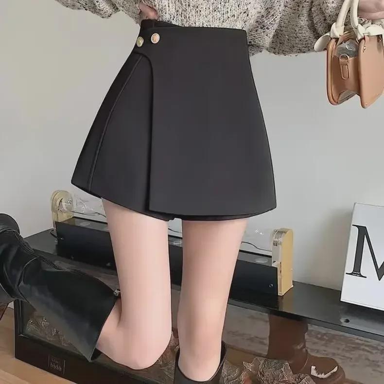 Women's High Waist A-line Skirt Pants - Autumn/Winter Fashion, Loose Fit, Casual Trousers