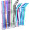 9.5" Large Acrylic Straw Holder for Cabinet Door – Kitchen Cabinets Straws Organizer, Reusable Tumbler, Small Kitchens Accessories Storage