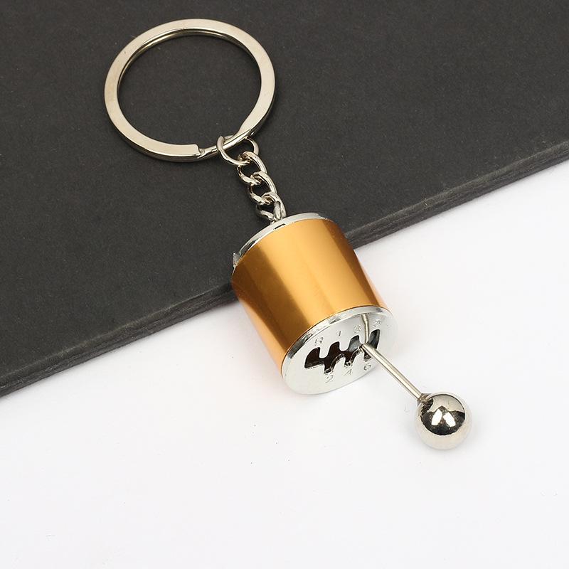 Simulation Car Manual Six-Speed Shift Gear Metal Keychain Pendant Fun Decompression Toy Auto Interior Decor Accessory