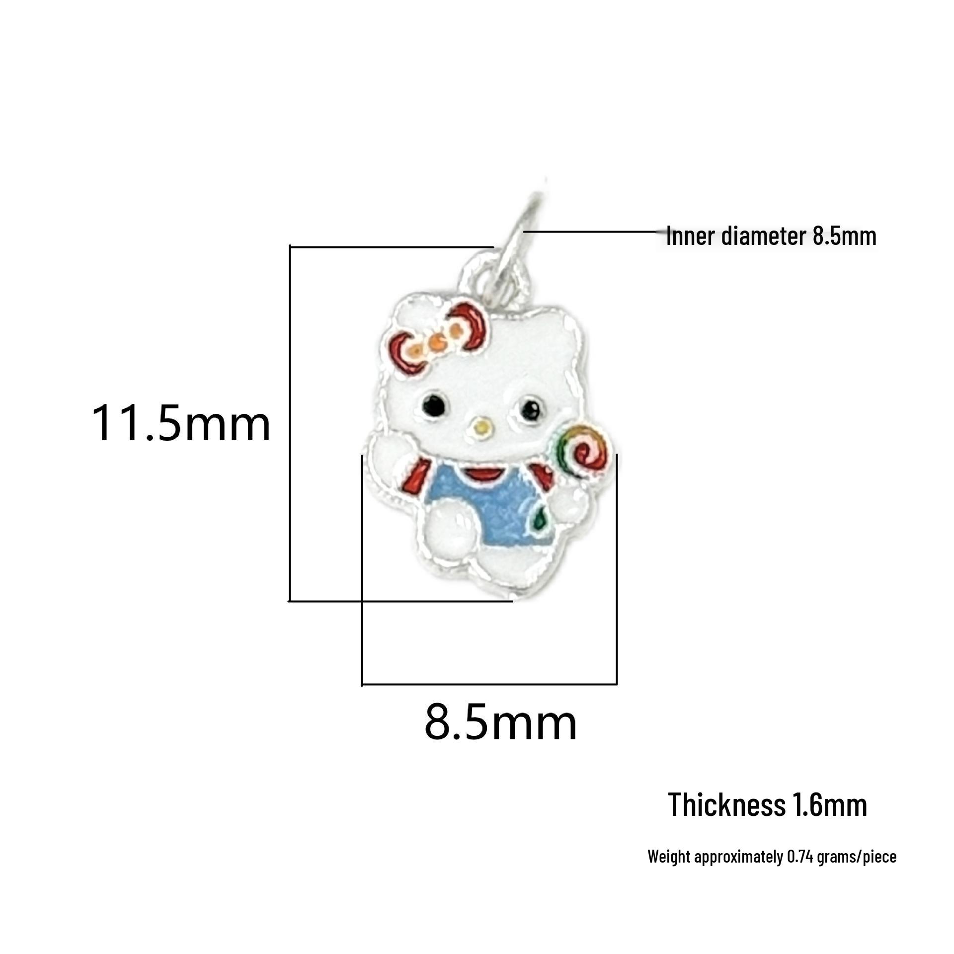 S999 Sterling Silver Cartoon Kitty Pendant Charm for DIY Bracelet Necklace Jewelry with Braided Rope Accessories Sterling Silver 999