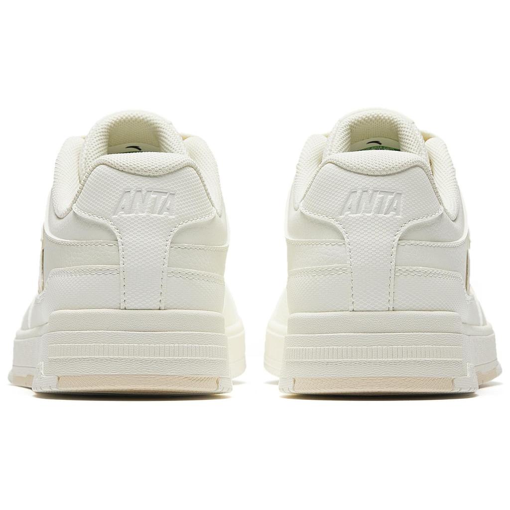 Anta Street Fun Comfortable Sports Casual High Top Wear Resistant Non Slip Low Top Skate Shoes Women Sneakers White Beige 922518007-1