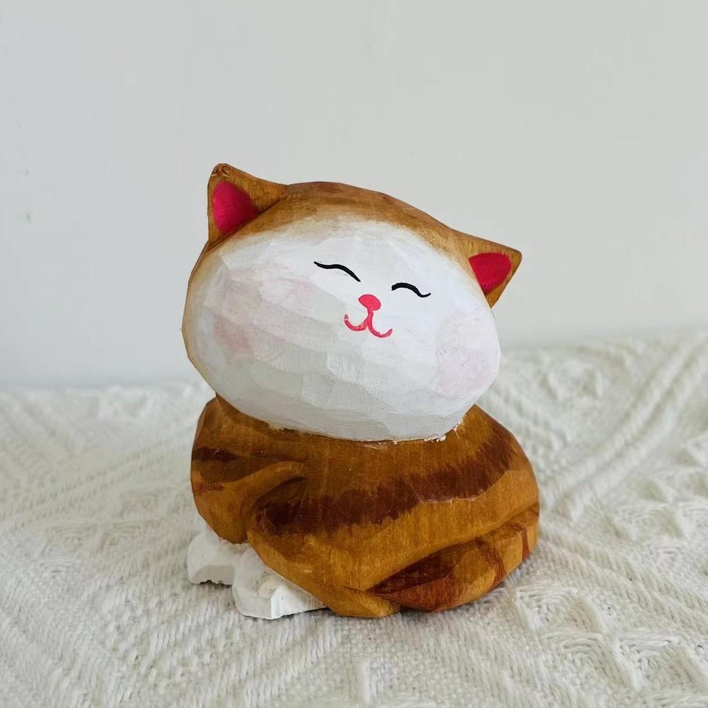 

Wooden Cat Figurine Decor Handmade Gift For Cat Lovers Home Office Display Style F