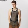 INCERUN Men Sleeveless Tank Tops Party Club Backless Hollow Mesh Vest