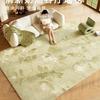 Cream Style Carpets for Living Room Light Luxury Bedroom Decor Carpet Fresh Green Plant Art Rug Fluffy Soft Home Thick Floor Mat