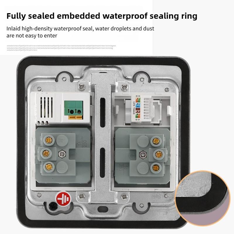 13A Three Hole Multi Functional Embedded Socket Charging Power Socket Household Waterproof Ground Socket