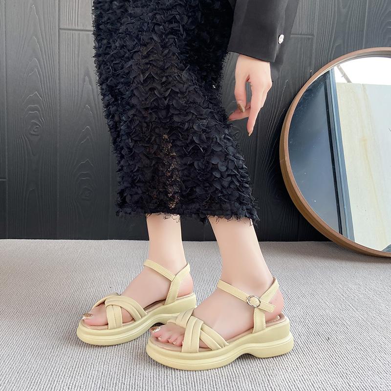 Fashion CRLAYDK Summer Simple Women's Sandals Comfort Platform Ladies Straps Open Toe Shoes Walking Casual Beach Dressy Slippers