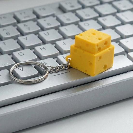 Symulowany Ser Fidget Clicker Brelok, Drukowany 3D Kostka Sera Finger Clicker, Przycisk Push Fidget Zabawka do Redukcji Lęku i Stresu do Biura Klasy