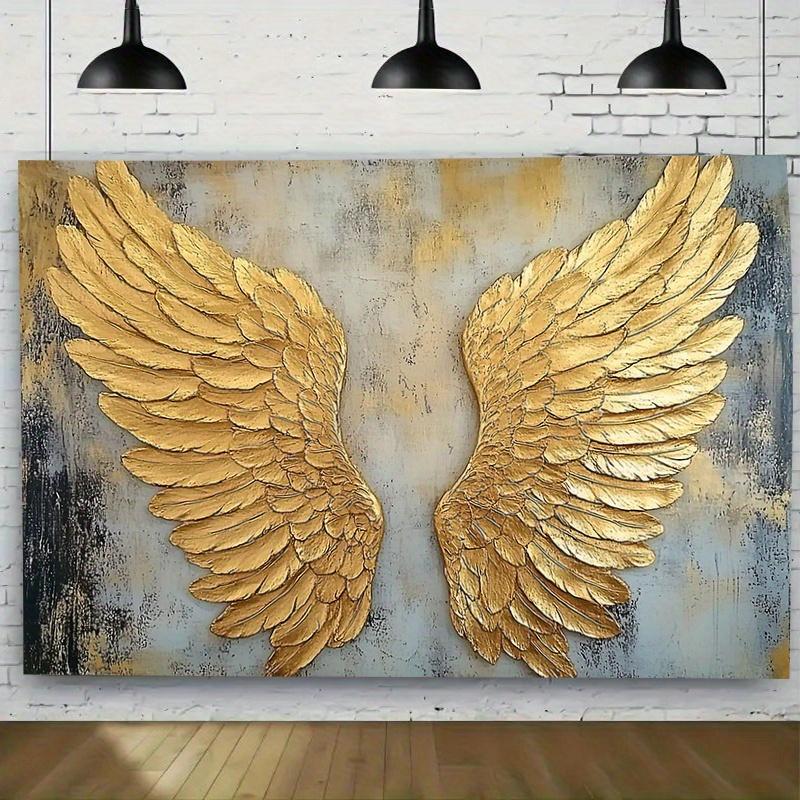 Large Golden Wing Wall Decoration - Polyester Party Banner with Textured Design, Room Decoration