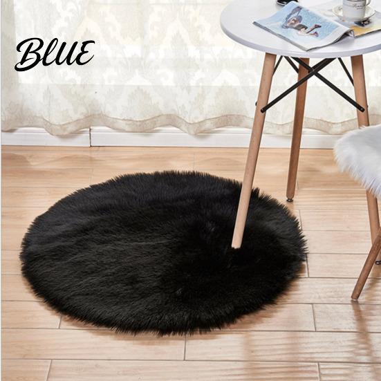 Versatile Round Carpet Color Machine Soft Bedroom Mat Plush Furry Floor Rug Solid Kids Room