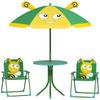 Garden Furniture Set for Children, Chairs, Table, Parasol, Bee Design, Green+Yellow