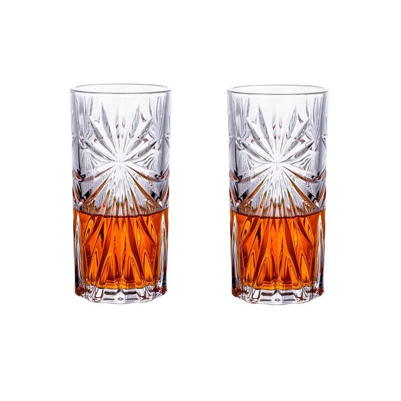 320ml 2pcs Set Transparent Drinkware Party Luxury Beer Cup Foreign Wine Glass Crystal Carved Cocktail Glass Juice Tea Milk Mugs