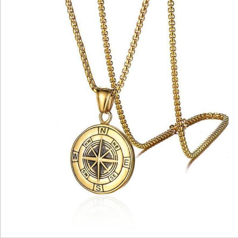Fashion New Compass Mens Necklace Viking Compass Casting Pendant
