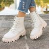 Ladies Shoes Ankle Women's Boots Fashion Side Zipper Office and Career New Lace-up Plus Size Round Toe Shoes for Women