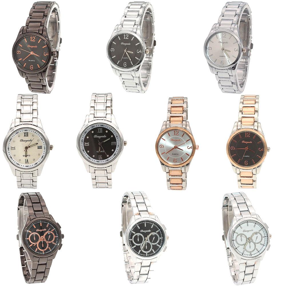 10pcs Mixed Lot Women's Stainless Steel Dress Watches Luxury Casual Quartz Wristwatch Jewelry Collection