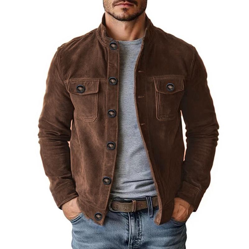 Herren Jacke Freizeit Faux Suede Samt Europäischer & Amerikanischer Stil