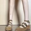 Sheepskin~ inner height increase fashion rivet pointed belt buckle Mary Jane shoes women's 2025 new retro versatile single shoes