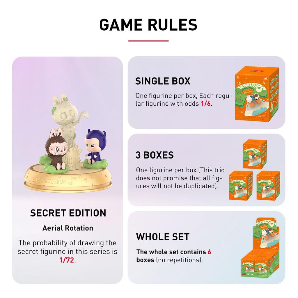 POP MART THE MONSTERS Playing Games Series [Assorted Box of 6] Pop Mart Gachapon Figures, Plastic Models, Premium Soft Vinyl Toys, Original