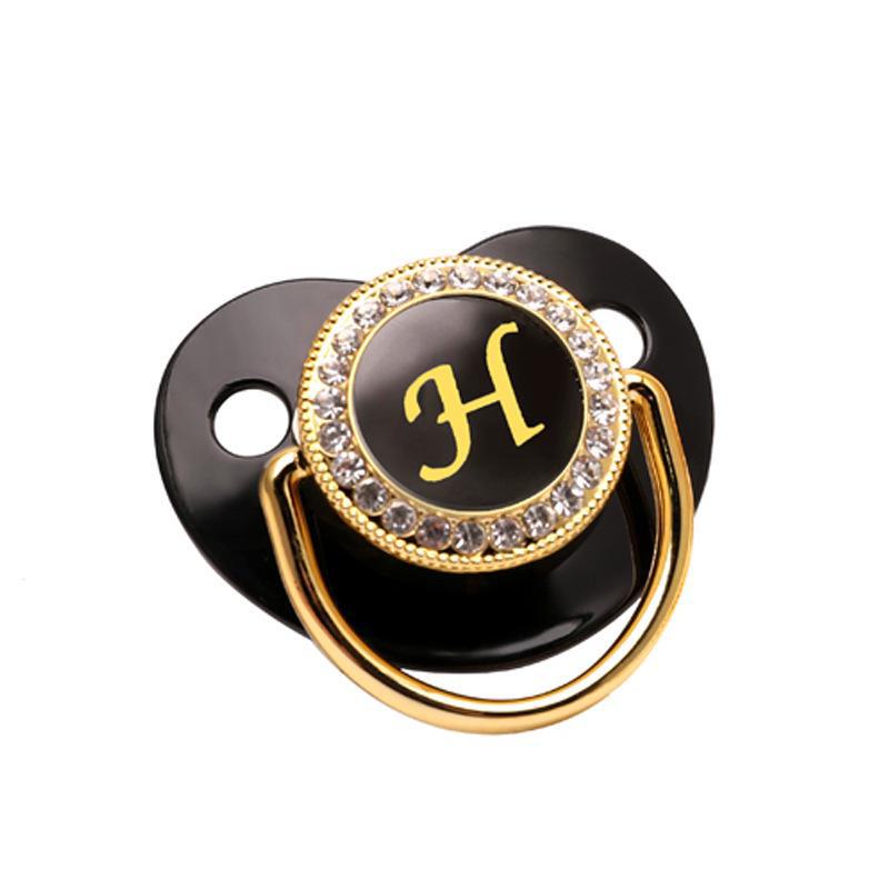 Cross-Border Baby Pacifier with 26 Black Diamond Letters