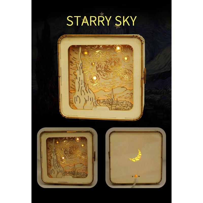 3D Holzpuzzle Nachtlicht, Holzpuzzles für Erwachsene Nachttischlampe, DIY 3D Holzpuzzles LED-Licht, Kreative Geschenke für Familie Freunde