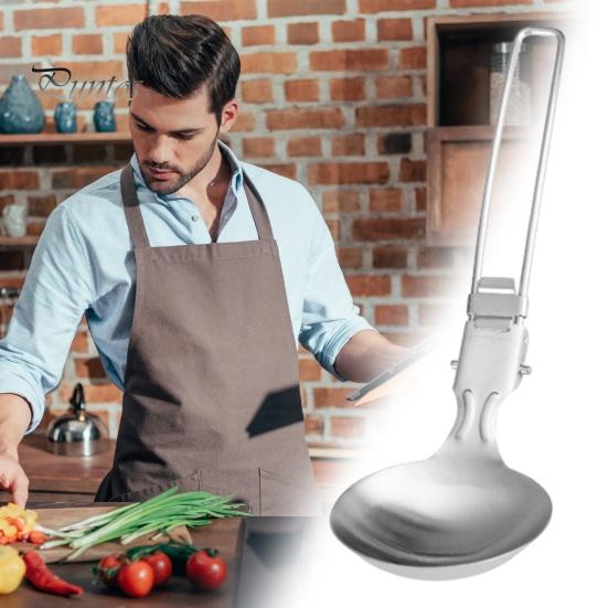 Outdoor Cooking Utensil Stainless Steel Camping Heat-Resistant Non-stick Foldable Handle Portable Turner BBQ Spatula Colander Spoon Durable
