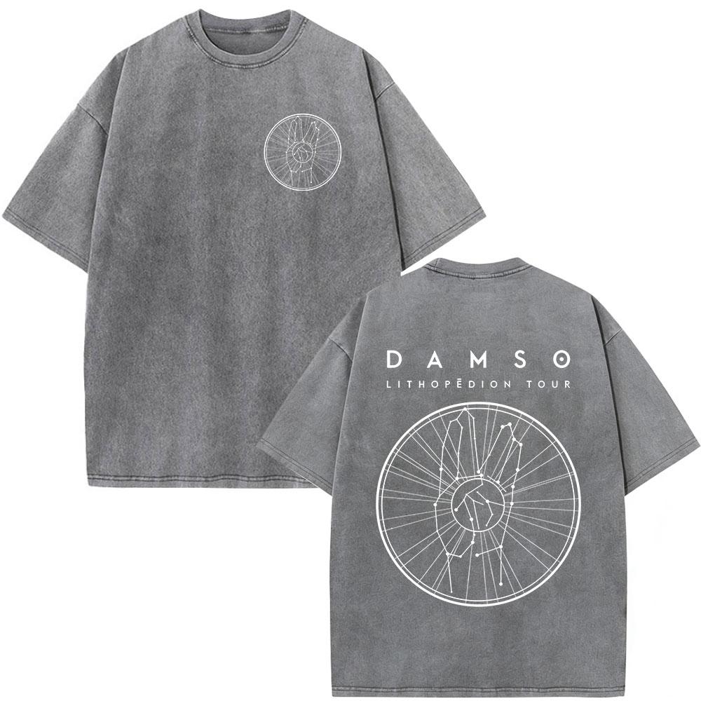 Vintage Spierane Koszulki Rapper Damso Beyah Tour 2026 Mężczyźni Kobiety Odzież Moda Hip Hop Krótki Rękaw Okrągły Dekolt Koszulki Streetwear