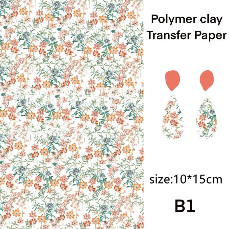 Creative Flower Designs Transfer Sheets Essential Jewelry Making Floral Transfer Sheets for Clay Jewelry Charm