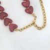 Love Resin Heart Necklace Women Choker Gold Beads Stainless Steel White Red Green Coffee Beige Waterproof Diy Handmade