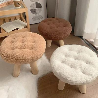 Creative Nordic Stool Furniture Solid Wood Small Stool Spherical Stool Removable Washable Furniture Round Ottomans Ins Pouf